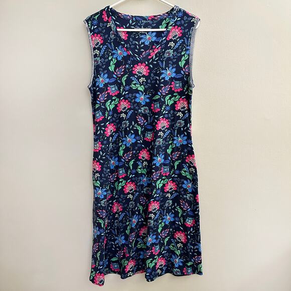 Soft Surroundings Dresses & Skirts - Soft Surroundings Essential Supima T-Shirt Dress Sleeveless Blue Folk Art Floral